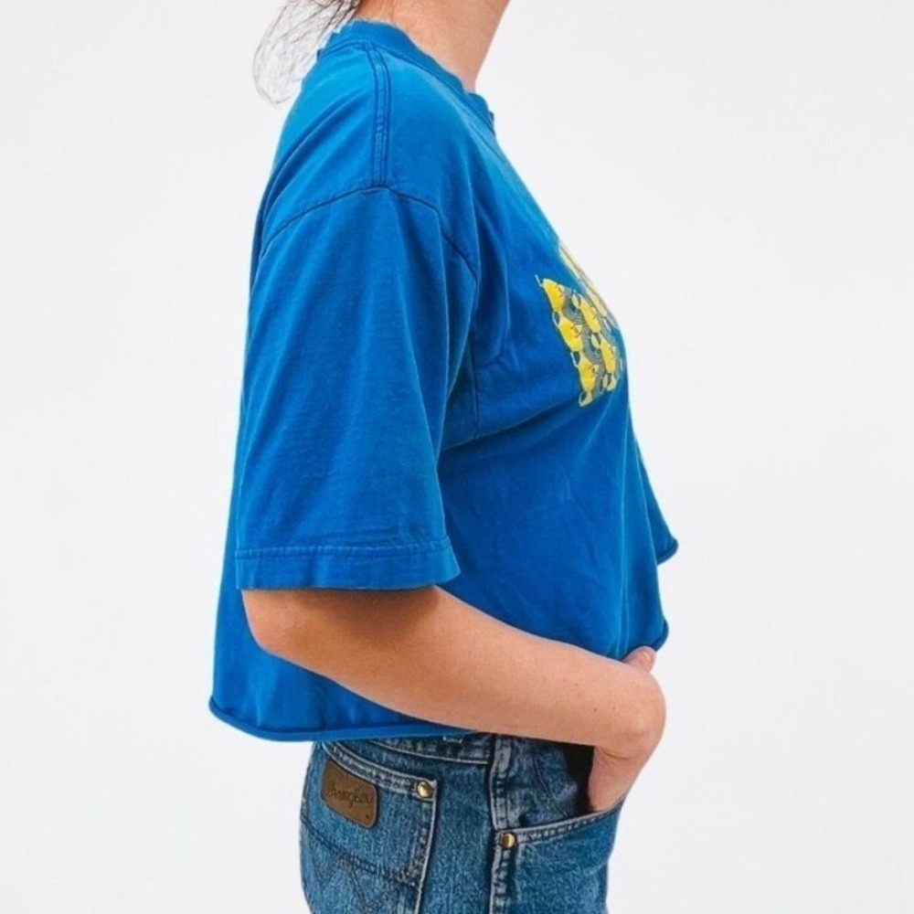 Nike 6.0 Blue Graphic T-Shirt Boxy Cropped Raw Hem Short Sleeve Crew Neck Tee - Picture 4 of 7
